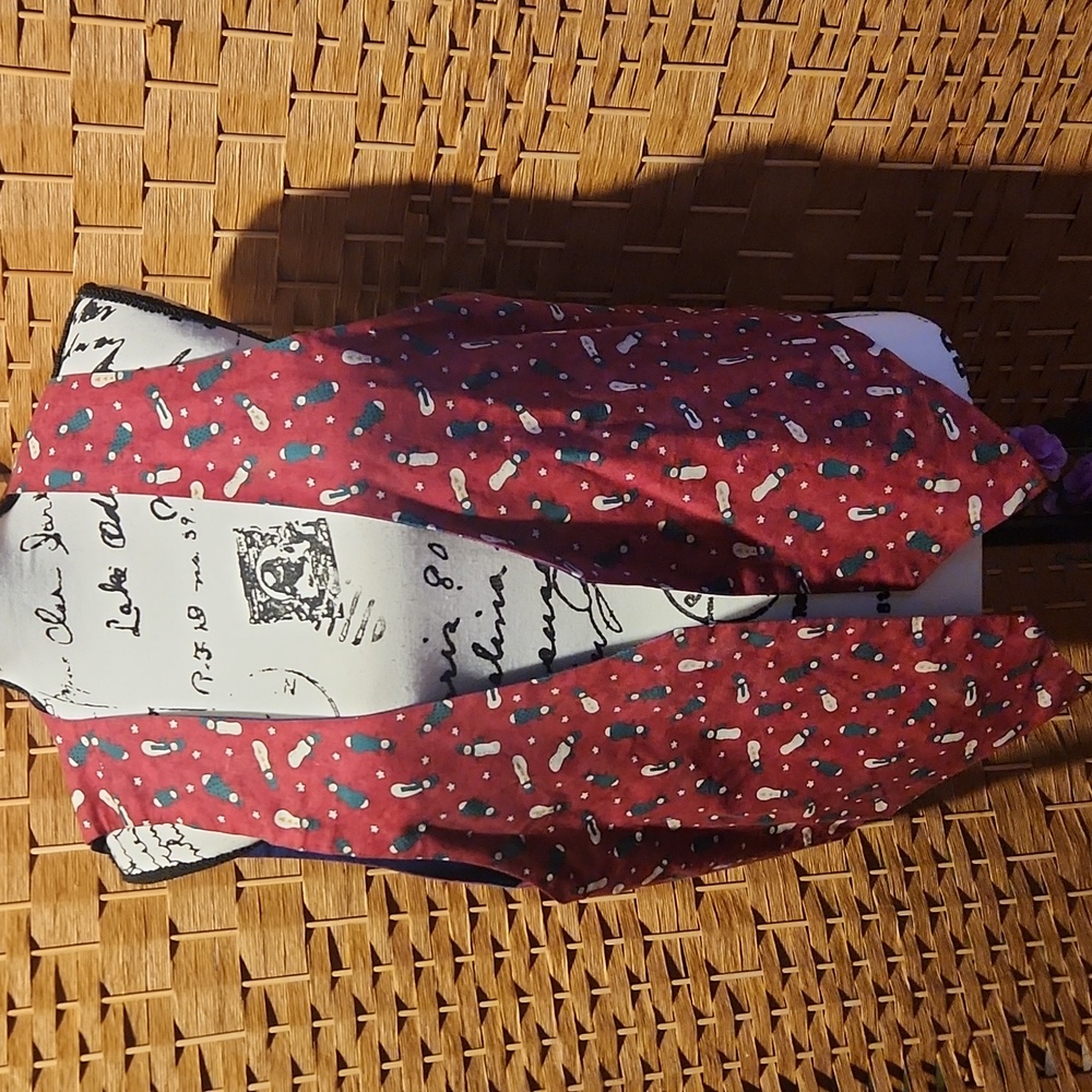 Vintage Double Sided, Festive Christmas, Holiday Vest with Santa Design Sz L - Picture 6 of 7